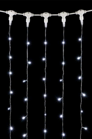 Светодиодный занавес 2*2 м., 400 белых LED ламп, мерцание, прозрачный провод ПВХ, LTC (PCL402BLW-10-2W)
