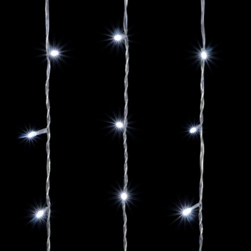 Светодиодный занавес 2*2 м., 400 белых LED ламп, мерцание, прозрачный провод ПВХ, LTC (PCL402BLW-10-2W)