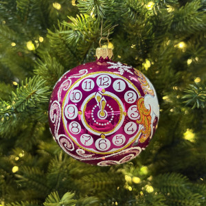 Стеклянный шар Снежная Лошадка 95 мм., розовый, стекло, Ёлочка (С475/2)