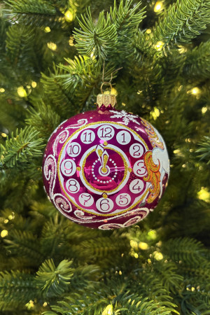 Стеклянный шар Снежная Лошадка 95 мм., розовый, стекло, Ёлочка (С475/2)