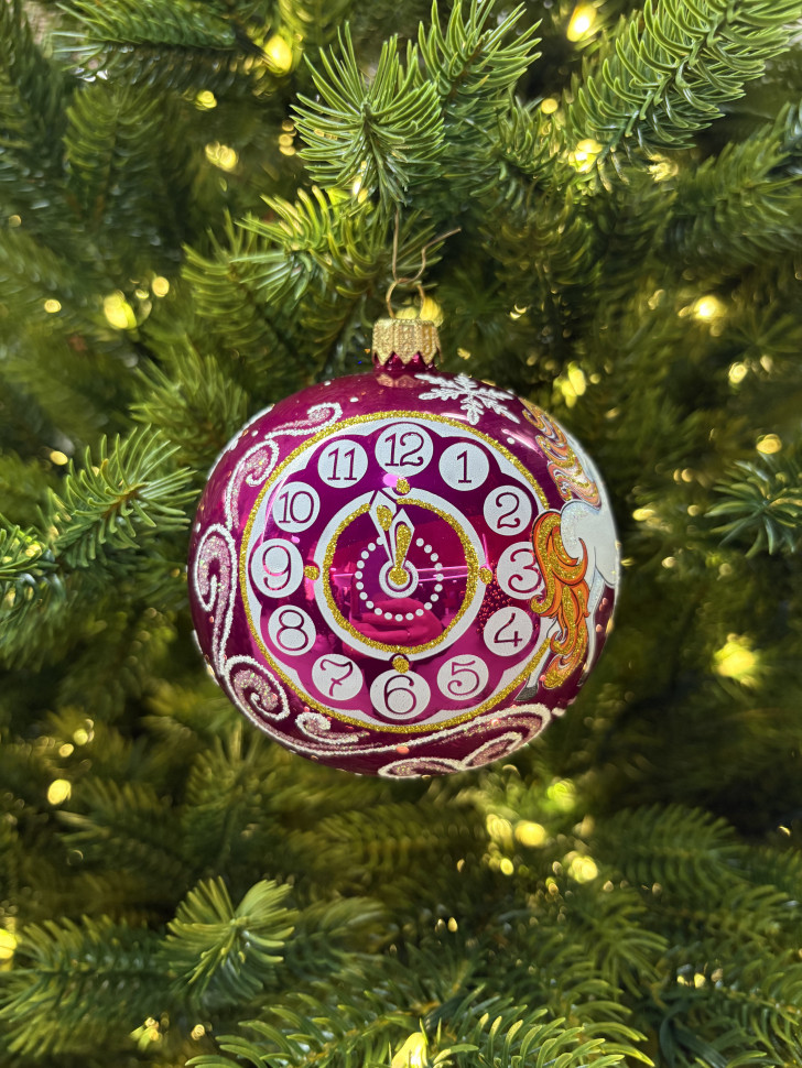 Стеклянный шар Снежная Лошадка 95 мм., розовый, стекло, Ёлочка (С475/2) Стеклянный шар Снежная Лошадка 95 мм., розовый, стекло, Ёлочка (С475/2)