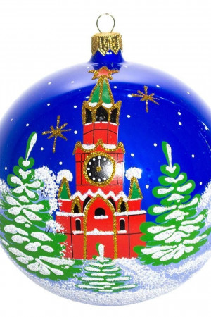 Стеклянный шар Праздничный 115 мм., Ёлочка (С1096)