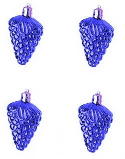 Елочное украшение Виноград 4 шт., 6,5 см., синий, Snowmen (Е0098)
