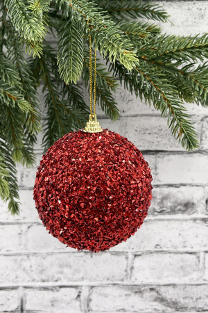 Шар новогодний Бисер 20 см., красный, пенопласт, Christmas DeLuxe (11840) 