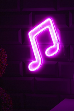 Неоновая вывеска Ноты 19×21 см., батарейки ААх3, USB, розовый, Luazon Lighting (7989806)