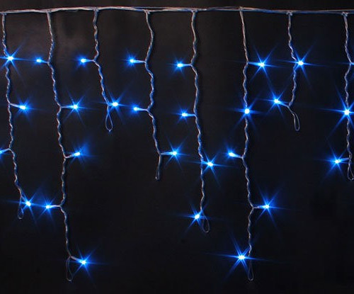 Светодиодная мерцающая бахрома 3*0.5 м., 220V, 112 синих LED ламп, прозрачный провод, Rich LED (RL-i3*0.5F-T/B)