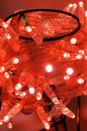 Светодиодная нить 100 красных LED ламп, 10 м., 24В, статика, прозрачный провод ПВХ, Teamprof (TPF-S10C-24V-CT/R)