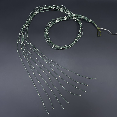 Светодиодная нить Хвост 480 разноцветных ламп, 12 лучей по 2 метра, 24В, 8 режимов, таймер, зеленый провод, LUCA (85440)