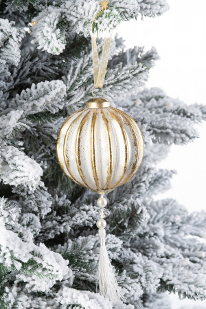 Винтажный стеклянный шар с кисточкой Шелка Востока 8 см., 1 шт., Karlsbach (12496)