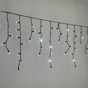 Светодиодная бахрома 3,1*0,5 м., 120 LED, холодный белый, мерцание, черный провод каучук, LTC (ECO120BLW-1-2W)