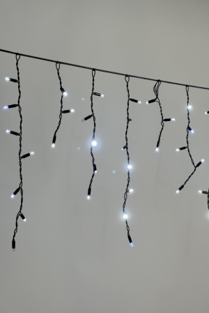 Светодиодная бахрома 3,1*0,5 м., 120 LED, холодный белый, мерцание, черный провод каучук, LTC (ECO120BLW-1-2W)