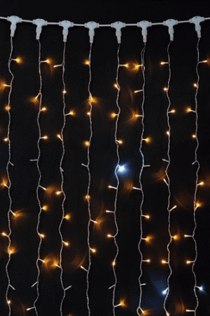 Светодиодный занавес 2*2 м., 400 желтых LED ламп, мерцание, прозрачный провод ПВХ, LTC (PCL402BLW-10-2Y)