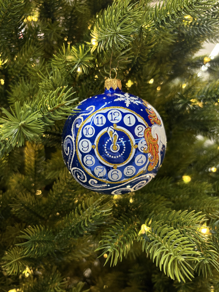 Стеклянный шар Снежная Лошадка 95 мм., синий, стекло, Ёлочка (С475/3) Стеклянный шар Снежная Лошадка 95 мм., синий, стекло, Ёлочка (С475/3)