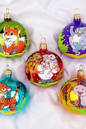 Набор стеклянных шаров Айболит 5 шт., 60 мм., Ёлочка (С2197)