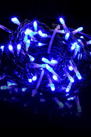 Светодиодная гирлянда мерцающая 10 м, 220-230V., 100 синих LED ламп, черный ПВХ, Beauty Led (PST100BL-11-2B)