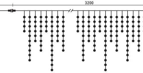 Светодиодная бахрома Sealed 3,2*0,9 м., 220V., 232 теплых белых LED ламп, белый каучук, Beauty Led (LL232-8-2WW)