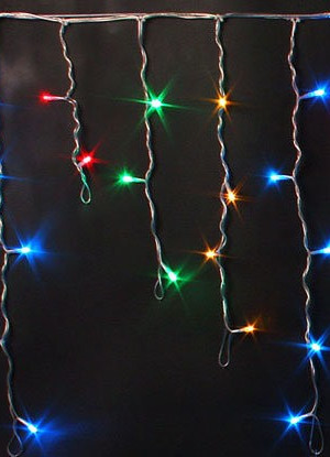 Светодиодная мерцающая бахрома 3*0.5 м., 220V, 112 разноцветных LED ламп, прозрачный провод, Rich LED (RL-i3*0.5F-T/M)