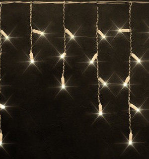 Светодиодная мерцающая бахрома с колпачком 3*0.5 м., 112 теплых белых LED ламп, белый провод, Rich LED (RL-i3*0.5F-CW/WW)