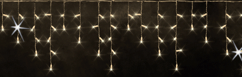 Светодиодная мерцающая бахрома с колпачком 3*0.5 м., 112 теплых белых LED ламп, белый провод, Rich LED (RL-i3*0.5F-CW/WW)