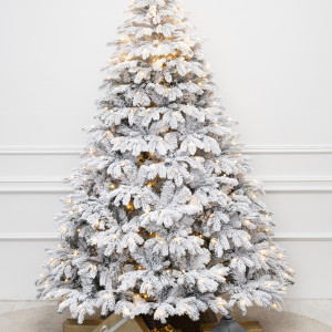 Искусственная елка Камчатская заснеженная 210 см., 505 теплых белых Led ламп., литая хвоя+пвх, ЕлкиТорг (134210)