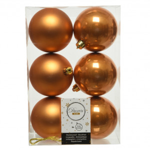 Набор пластиковых шаров Парис 80 мм., янтарный, 6 шт., Kaemingk (022285)