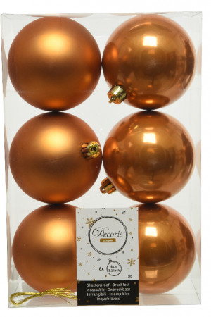 Набор пластиковых шаров Парис 80 мм., янтарный, 6 шт., Kaemingk (022285)