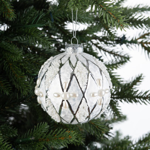 Винтажный стеклянный шар Мраморный шик 8 см., 1 шт., Karlsbach (12497)