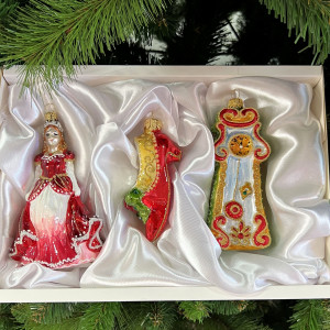 Набор стеклянных игрушек Золушка, красный, 3 шт., Irena CO (63120/1)