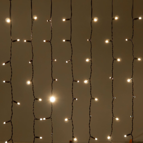 Светодиодный занавес 2*2 м., 400 LED, тепло-белый, статика, черный провод каучук, LTC (ECO402-1-2WW)