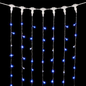 Светодиодный занавес 2*2 м., 400 синих LED ламп, мерцание, прозрачный провод ПВХ, LTC (PCL402BLW-10-2B)