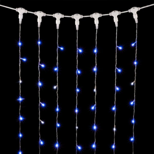 Светодиодный занавес 2*2 м., 400 синих LED ламп, мерцание, прозрачный провод ПВХ, LTC (PCL402BLW-10-2B)