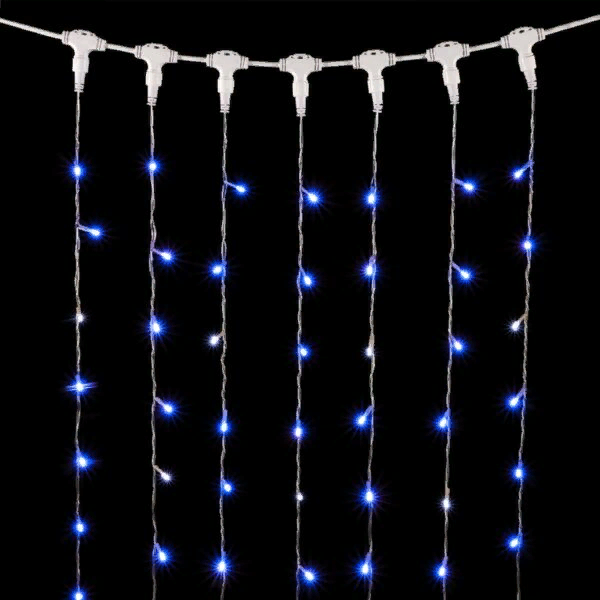 Светодиодный занавес 2*2 м., 400 синих LED ламп, мерцание, прозрачный провод ПВХ, LTC (PCL402BLW-10-2B)