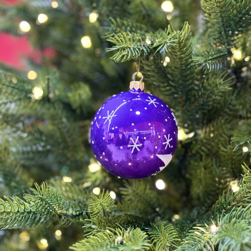 Стеклянный шар Лошадка 90 мм., фиолетовый, стекло, Ёлочка (С206/1)