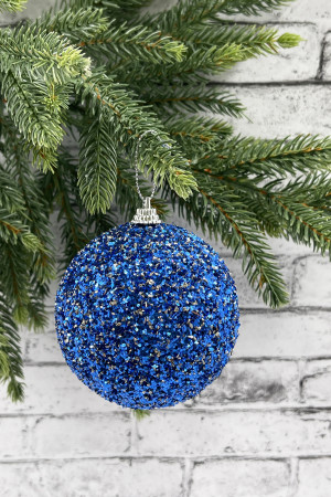 Шар новогодний Бисер 20 см., синий, пенопласт, Christmas DeLuxe (11854) 