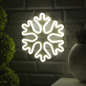 Неоновая вывеска Снежинка 30 см., батарейки ААх3, USB, белый, Luazon Lighting (7989805)