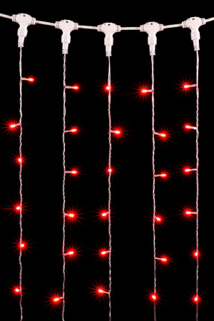 Светодиодный занавес 2*3 м., 600 красных LED ламп, прозрачный провод ПВХ, LTC (PCL602-10-2R)