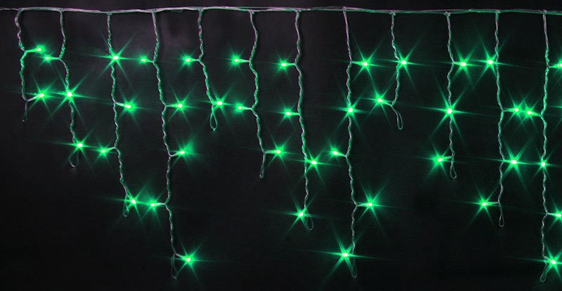 Светодиодная мерцающая бахрома 3*0.5 м., 220V, 112 зеленых LED ламп, прозрачный провод, Rich LED (RL-i3*0.5F-T/G)