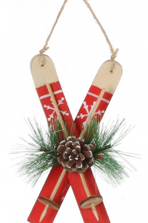 Украшение из дерева Лыжи красные 14*8*4,5 см., House of Seasons (83265)