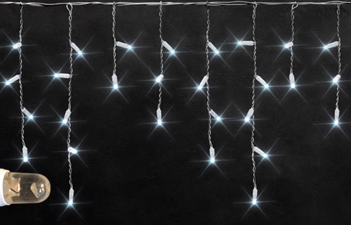 Светодиодная бахрома с колпачком 3*0.5 м., 112 холодных белых LED ламп, прозрачный провод, Rich LED (RL-i3*0.5-CT/W)