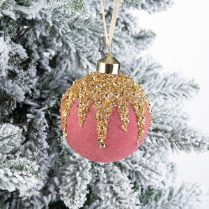 Винтажный стеклянный шар Земляничный сорбет 8 см., 1 шт., Karlsbach (12694)