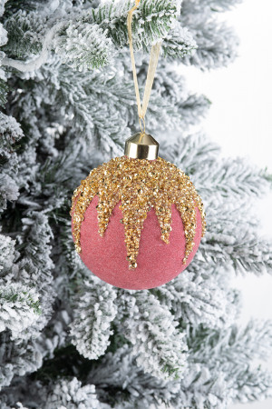 Винтажный стеклянный шар Земляничный сорбет 8 см., 1 шт., Karlsbach (12694)