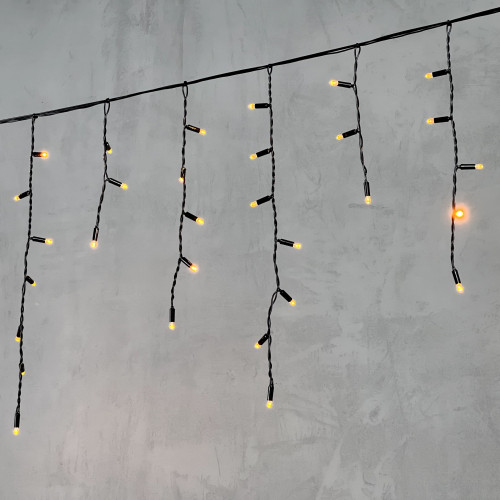 Светодиодная бахрома с колпачком 3,1*0,5 м., 120 желтых LED ламп, черный провод ПВХ, IP65, LTC (PIL120CAP-11-2Y)