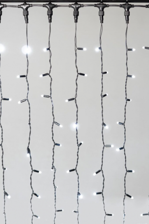 Светодиодный занавес 2*2 м., 400 LED, холодно белый, статика, черный провод каучук, LTC (ECO402-1-2W)