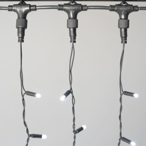 Светодиодный занавес 2*2 м., 400 LED, холодно белый, статика, черный провод каучук, LTC (ECO402-1-2W)