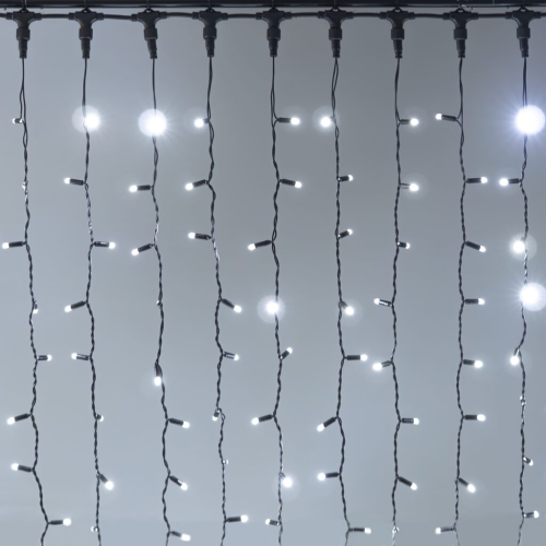 Светодиодный занавес 2*2 м., 400 LED, холодно белый, статика, черный провод каучук, LTC (ECO402-1-2W)