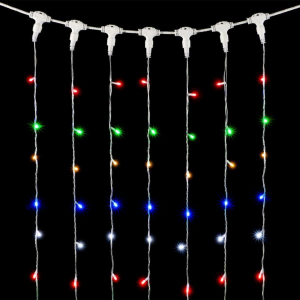 Светодиодный занавес 2*2 м., 400 разноцветных LED ламп, мерцание, прозрачный провод ПВХ, LTC (PCL402BLW-10-2M)