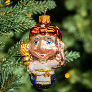 Елочное украшение Баба Яга с метлой, стекло, 10 см., 1 шт., Витус (А410)