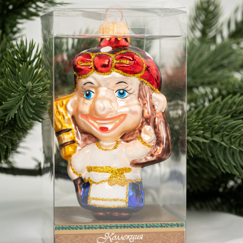 Елочное украшение Баба Яга с метлой, стекло, 10 см., 1 шт., Витус (А410)