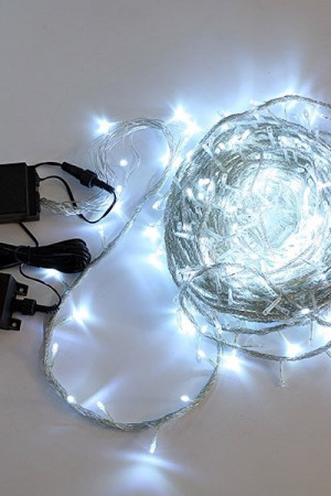 Светодиодная нить с эффектом бегущий огонь 15 м, 24V., 320 холодных белых LED ламп, прозрачный провод, Beauty Led (EST320-4F10-1W)