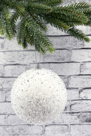Шар новогодний Бисер 15 см., белый, пенопласт, Christmas DeLuxe (11823) 
